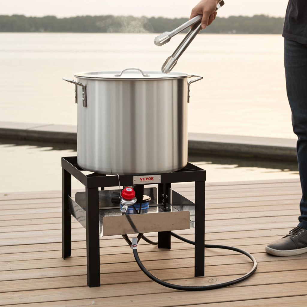 100 Qt Seafood Boiling Kit With Strainer Outdoor Crab Crawfish Cooking Pot